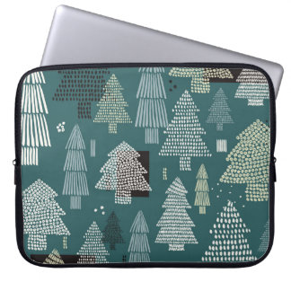 Winterbomen, vintage kerstpatroon. laptop sleeve