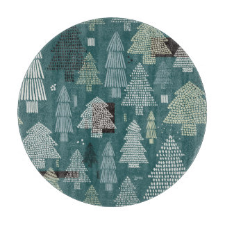 Winterbomen, vintage kerstpatroon. snijplank