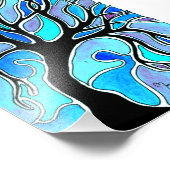 Winterboom in blauw foto afdruk (Hoek)