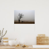 Winterboom nevelige weide poster (Keuken)