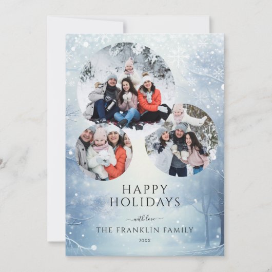 Winterbos 3 Fotocollage Kerstmis Feestdagenkaart (Voorkant)