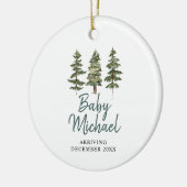 Winterbos Baby Boy Zwangerschap Aankondiging Keramisch Ornament (Links)