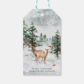 Winterbos Dieren Vrede op Aarde Kerstmis Cadeaulabel (Achterkant)
