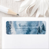 Winterbos en marineblauw en wit Waterverf Etiket (Insitu)