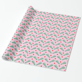 Winterbos groene pine met roze kerst cadeaupapier (Uitgerold)