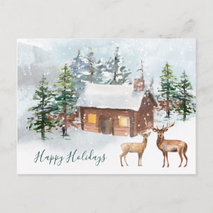 Winterbos, herten, kajuit briefkaart