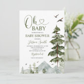 Winterbos Kerstmis groen Baby shower Kaart (Staand voorkant)