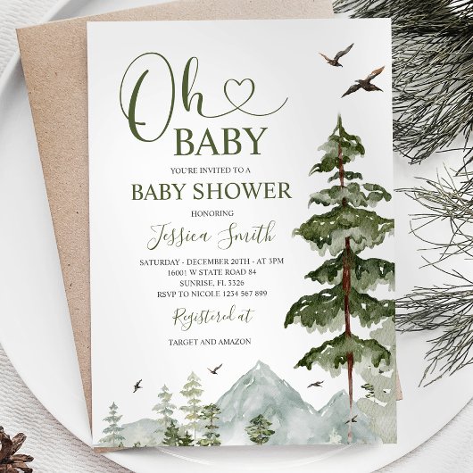 Winterbos Kerstmis groen Baby shower Kaart