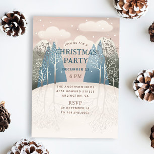 Winterbos landschap. Kerstfeest Kaart