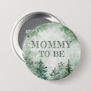 Winterbos mama om baby shower te zijn ronde button 7,6 cm