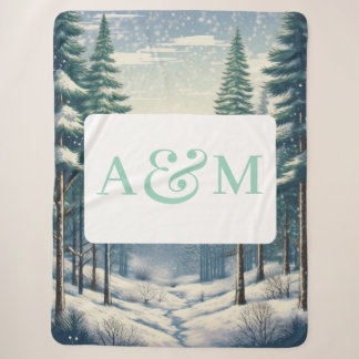  winterbos met dubbel monogram sherpa deken