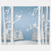 Winterbos met eekhoorns Papercut Fleece Deken (Voorkant (Horizontaal))