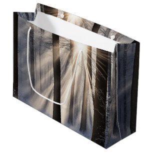 Winterbos met zonnestralen groot cadeauzakje