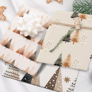 Winterbos neutrale kerstboom inpakpapier vel