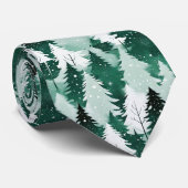 Winterbos Sneeuw Scène Bomen Patroon Kerstmis Stropdas (Opgerold)