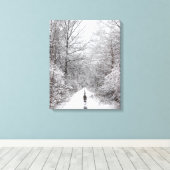 Winterbos Sneeuwpad Canvas Afdruk (Insitu (Houten vloer))