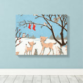 Winterbosdieren Canvas Afdruk (Insitu (Houten vloer))