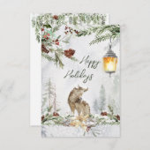 Winterbosgebied, wolf Flat Card (Voorkant / Achterkant)