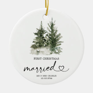 Winterboskerst met sieresgift keramisch ornament
