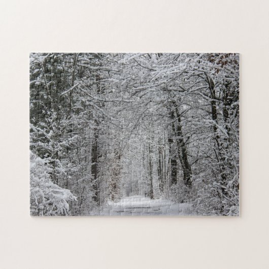 Winterbospad in sneeuw en Natuur Legpuzzel (Horizontaal)