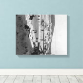 Winterbrug over de rivier bij Fairbanks Canvas Afdruk (Insitu (Houten vloer))