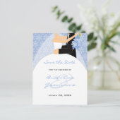 Winterbruid en bruidegom Save the Date Briefkaarte Aankondigingskaart (Staand voorkant)