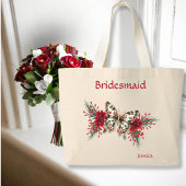 Winterbruiloft Butterfly Poinsettia Grote Tote Bag