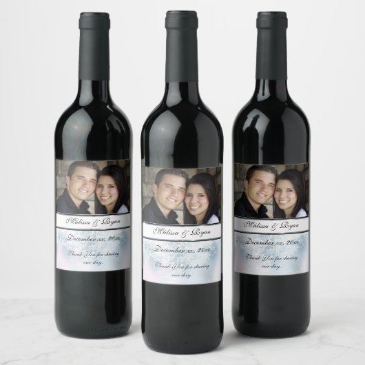 Winterbruiloft, Kerstmis, Snowflakes, Aangepast Wijn Etiket (Flessen)