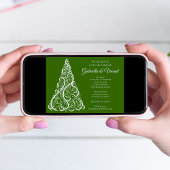 Winterbruiloft met groene kerstbomen kaart