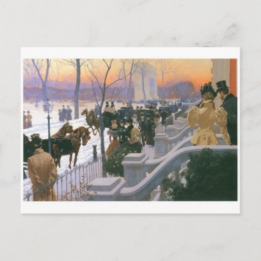 Winterbruiloft op het Washington Square, 1897 Briefkaart (Voorkant)