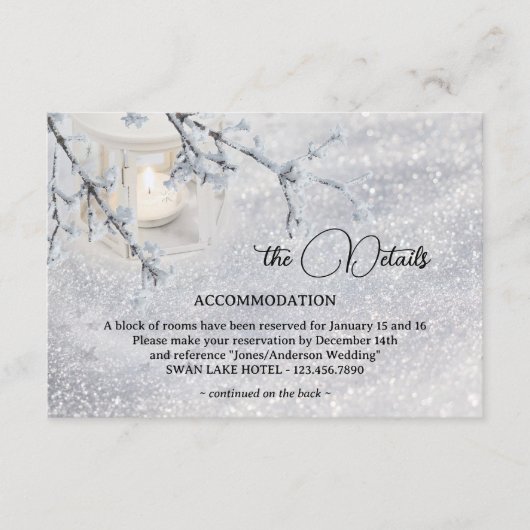 winterbruiloft op sneeuwbalgarnaal informatiekaartje (Voorkant)