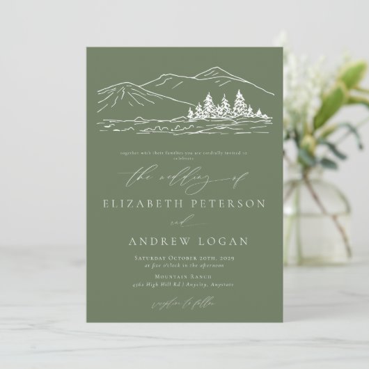 Winterbruiloft | Pine Tree Forest rustieke bergen Kaart (Staand voorkant)
