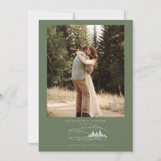 Winterbruiloft | Pine Tree Forest rustieke bergen Kaart (Achterkant)