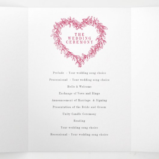 Winterbruiloft rode witte mistletoe botanische drieluik programma (Binnenkant midden)