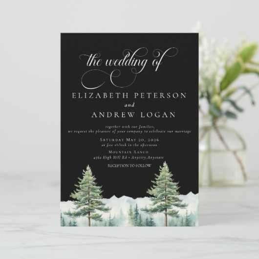 Winterbruiloft | Rustieke bergen | QR-code uitnodi Kaart (Staand voorkant)