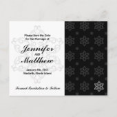 Winterbruiloft Save the Date Briefkaart - B&W (Achterkant)