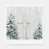 Winterbruiloft Sparkle Snowflakes Pine Trees Servet (Voorkant)