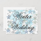 Winterbruiloft Uitnodiging Snowflakes (Voorkant / Achterkant)