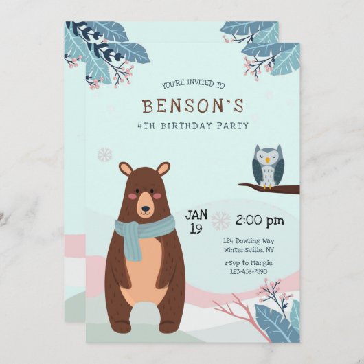 Winterbruin Beer Birthday Party Kaart (Voorkant / Achterkant)