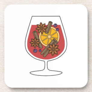 Wintercocktail van feestdagen met specerijtekening bier onderzetter