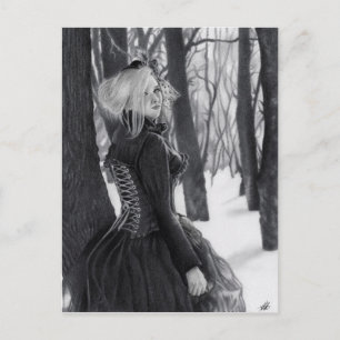 Winterdame van de Briefkaarten