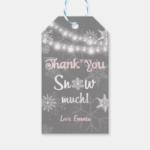 Winterdank je Sneeuwige labels Girl Pink Cadeaulabel