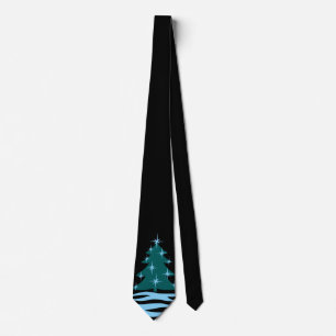 Winterdas Blauwe Kerstboom Festieve Kerststrik Stropdas