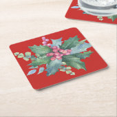 winterdecor; vierkante kartonnen onderzetter (Schuin)