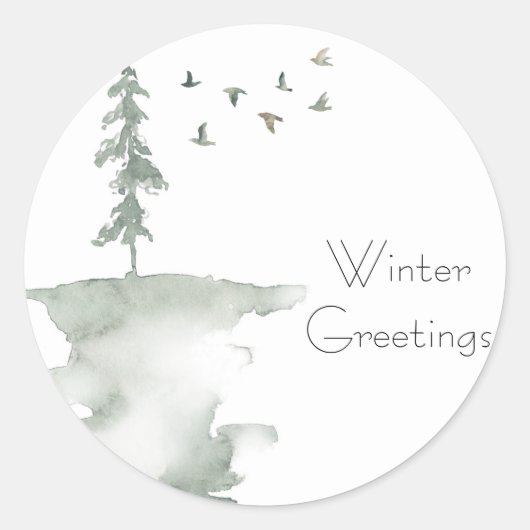 Winterden en vogels Vakantie Sticker (Voorkant)