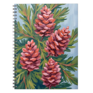 Winterdennenappels Natuur Aquarel Schilderij Notitieboek