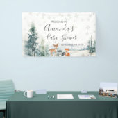 Winterdier Silver Sneeuwvlokken Baby shower Groot Spandoek (Beurs)