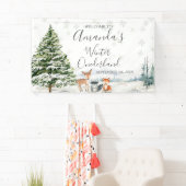Winterdier Silver Sneeuwvlokken Baby shower Groot Spandoek (Insitu)