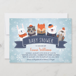 Winterdieren Baby shower Uitnodiging