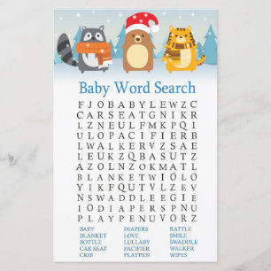 Winterdieren Baby Shower Woordzoekspel